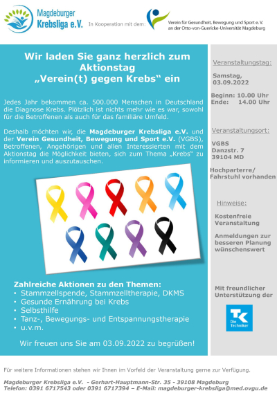 Einladung zum Aktionstag „Verein(t) gegen Krebs“